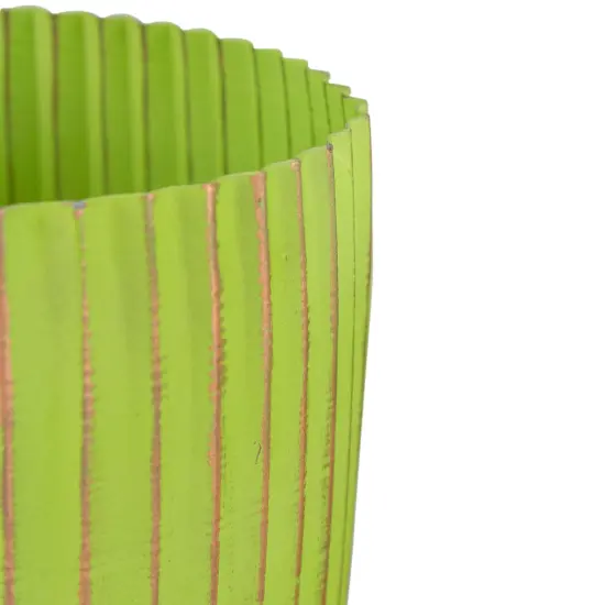 Napa Home & Garden Set of 3 Green and Gold Ribbed Planter 6.25" {5}