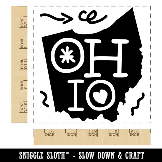 Ohio State with Text Swirls Square Rubber Stamp for Stamping Crafting {1}