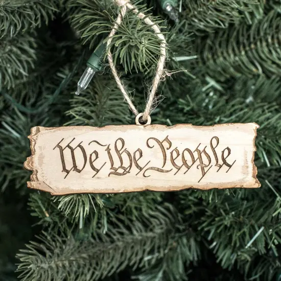 Ornament - We the People - Raw Wood 5x2in {3}