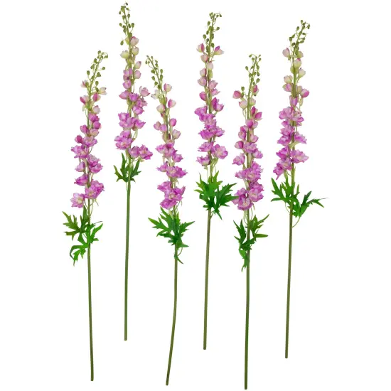 Northlight Real Touch&trade; Magenta Pink Delphinium Artificial Floral Stems, Set of 6 - 40" {1}