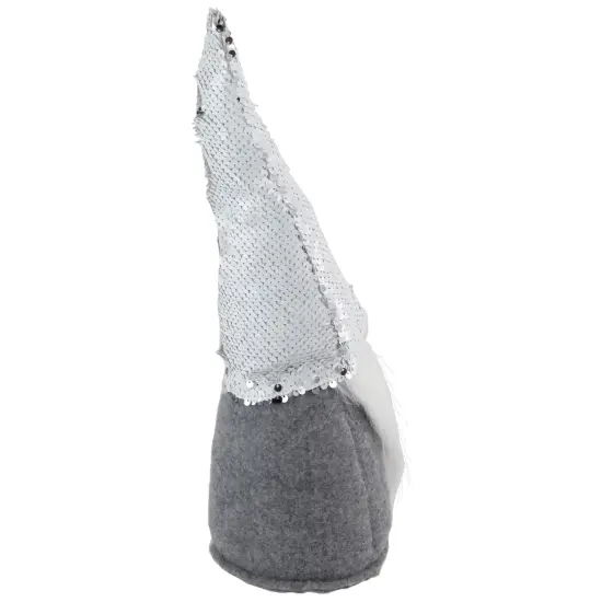 Northlight Standing Christmas Gnome with Flip Sequin Hat - 14" - Silver and Gray {7}