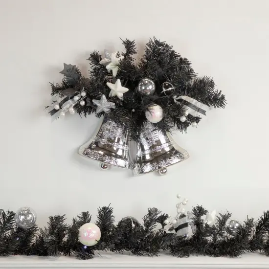 Northlight Pre-Lit Battery Operated Black Pine Artificial Christmas Garland - 9' x 6" -Cool White LED Lights {3}