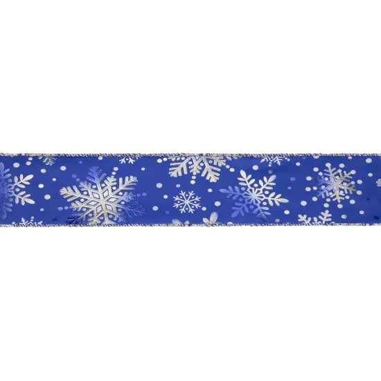 Northlight Blue and Silver Snowflake Christmas Wired Craft Ribbon 2.5" x 16 Yards {1}