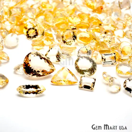 Citrine Gemstone, 100% Natural Faceted Loose Gems, November Birthstone, 10-20mm, 100 Carats, GemMartUSA (CI-60010) {4}