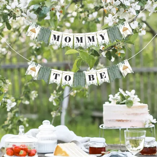 Big Dot of Happiness Boho Botanical Baby - Greenery Baby Shower Mini Pennant Banner - Mommy To Be {7}