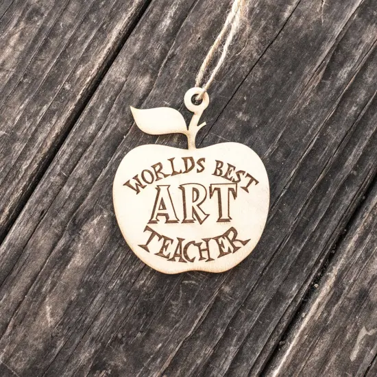Ornament - World's Best Art Teacher - Raw Wood 3x3in {3}