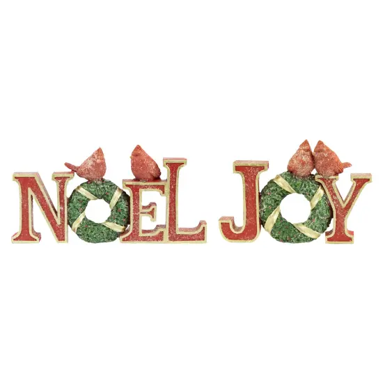 Northlight Cardinals on Wreaths "Joy" and "Noel" Christmas Display Signs - 10" - Set of 2 Red {1}
