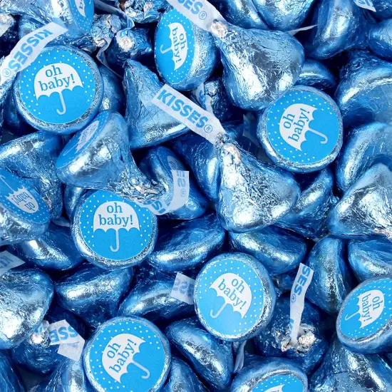 324ct Blue Boy Baby Baby Shower Stickers for Hershey's Kisses Favors (324 stickers) DIY Baby Shower Favors for Guests - By Just Candy {1}