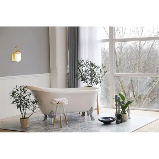 Kace 1 light Brass and Clear glass wall sconce {2}