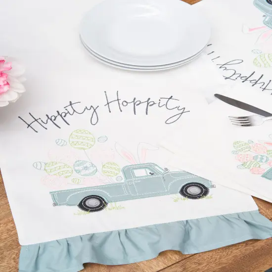 Hippity Hoppity Easter Truck Single Embroidered Cloth Napkin {4}
