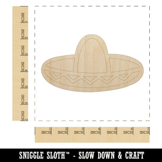 Sombrero Mexico Mexican Fiesta Hat Unfinished Wood Shape Piece Cutout for DIY Craft Projects {1}