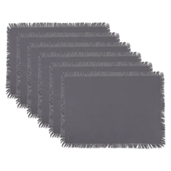 DII Solid Gray Heavyweight Fringed Placemat (Set of 6) {1}