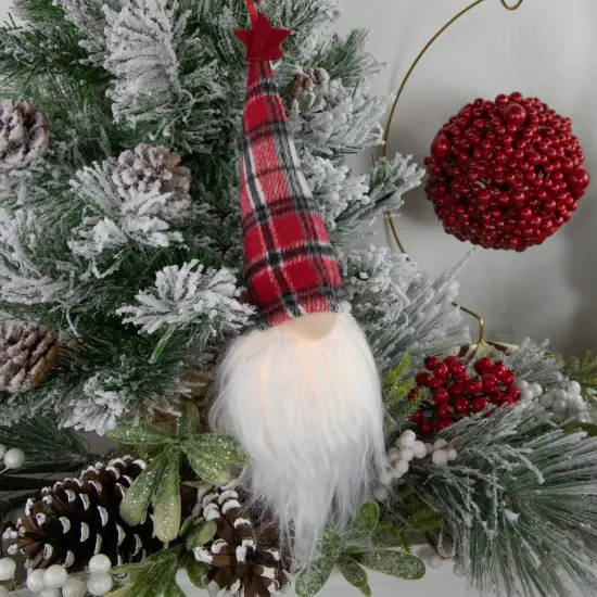 Northlight 9" LED Lighted Red Plaid Gnome Christmas Ornament {4}
