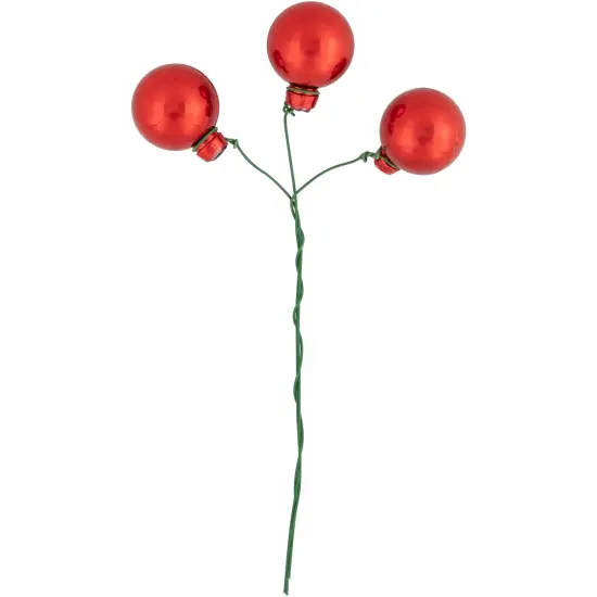 Northlight Red Shatterproof Ball Ornament Christmas Pick - 6.75" - Red {6}
