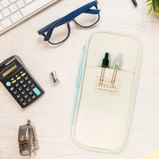 Wrapables Large Capacity Pencil Case, Expandable Pencil Pouch for Stationery Tools Aqua {5}