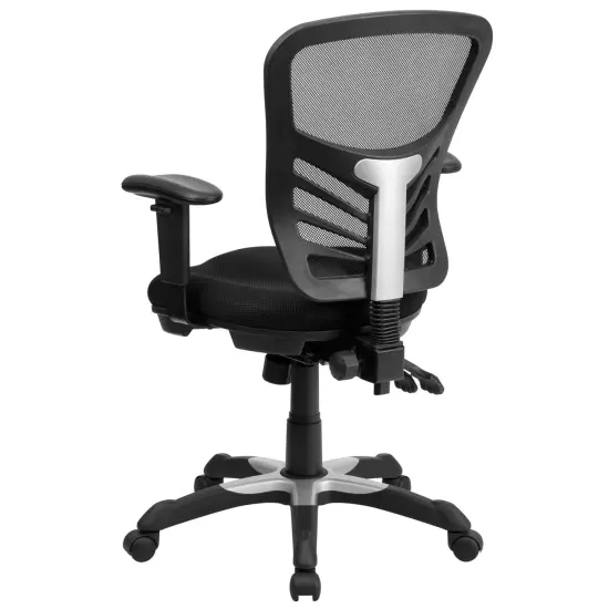 Emma and Oliver Mid-Back Mesh Multifunction Executive Swivel Ergonomic Office Chair with Adjustable Arms Black {4}
