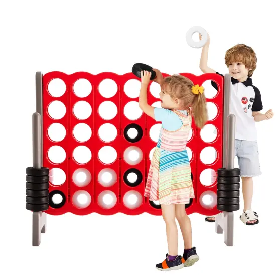 3.5 Feet Tall Jumbo 4 to Score Giant Game Set with 42 Jumbo Rings Red {6}