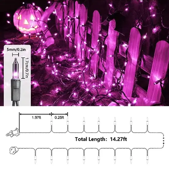 Toodour Purple Halloween Lights, 14.5ft 50 Count Incandescent Halloween String Lights, UL Certified Connectable Mini Bulbs Halloween Lights for Home, Garden, Porch, Halloween Party Decoration {2}