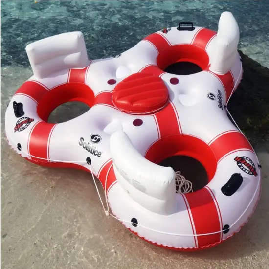 Swim Central Solstice Super Chill Swimming Pool Float with Cooler - 81" - White and Red {5}