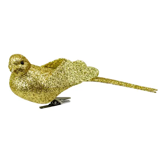 Northlight Glittered Bird Clip-On Christmas Ornament - 6" - Gold-tone {1}