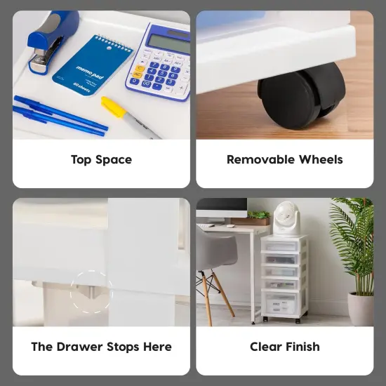 IRIS USA 5 Drawer Rolling Storage Cart with Organizer Top, White {2}
