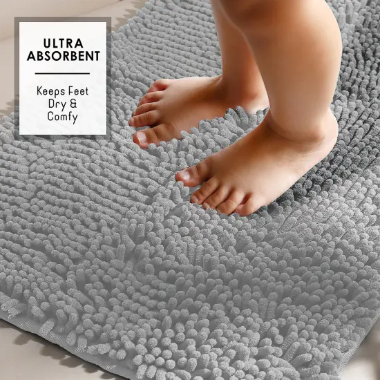 Hearth & Harbor Chenille Bath Mat Silver {4}