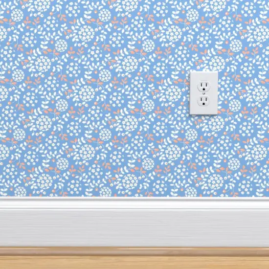 Peel & Stick Wallpaper 2FT Wide Floral Garden Botanical Nouveau Japon Dark Blue Red Yellow White Custom Removable Wallpaper by Spoonflower {4}