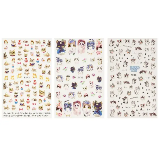 Wrapables 3 Sheets Love for Cats Nail Art Kitty Cat Nail Stickers {2}