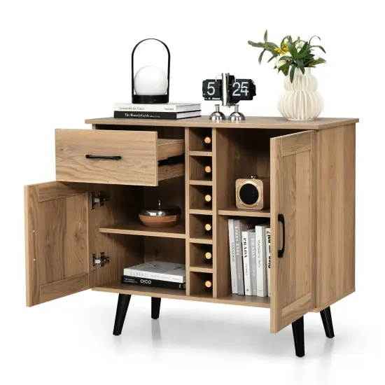 2-Door Buffet Sideboard with 6-Bottle Wine Rack Drawer {4}