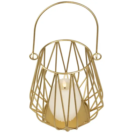 Northlight Basket Style Iron Pillar Candle Holder - 9.5" - Gold Finish {5}
