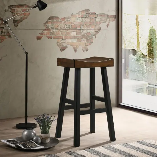 Contemporary Home Living 30" Brown and Black Counter Stool with Saddle Seat {3}