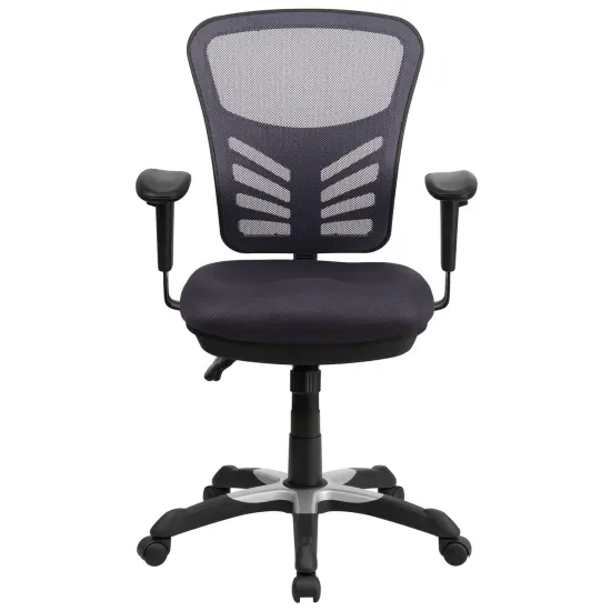 Emma and Oliver Mid-Back Mesh Triple Paddle Swivel Ergonomic Office Chair with Adjustable Arms Dark Gray {3}