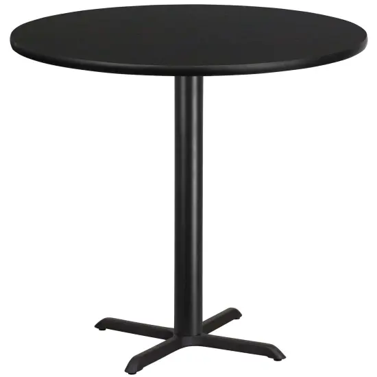 Emma and Oliver 42" Round Laminate Table Top with 33"x33" Bar Height Table Base Black {1}