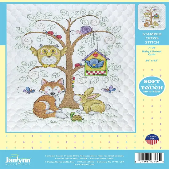 Design Works Stamped Quilt Cross Stitch Kit 34"X43"-Baby's Forest {1}