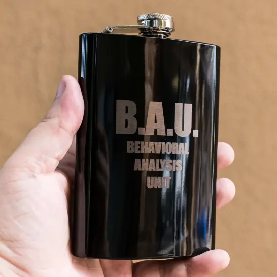 8oz BLACK BAU Flask {3}