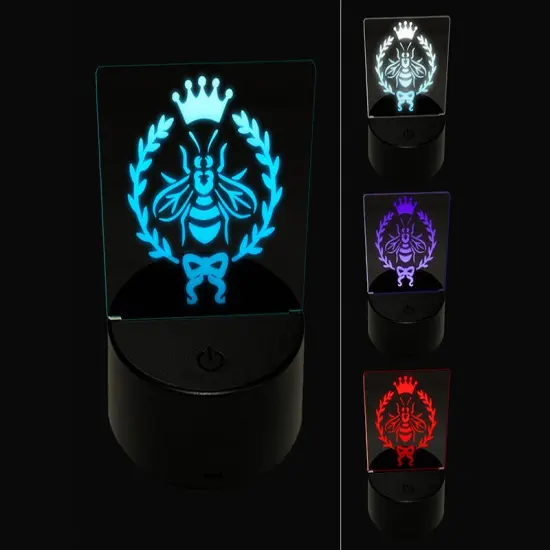 French Bee Crown Wreath 3D Illusion LED Night Light Sign Nightstand Desk Lamp {1}