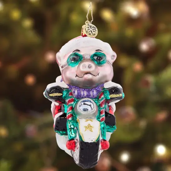 Christopher Radko Christopher Radko Low Rider Hog Glass Christmas Ornament 1021519 Red {3}