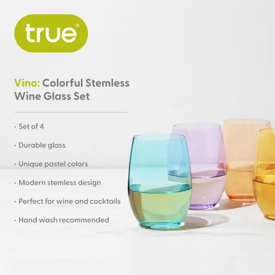 Color Stemless Wine Glass set of 4  {4}