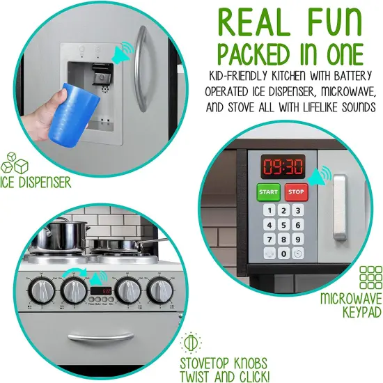 Lil' Jumbl Kids Kitchen Set, Toddler Pretend Wooden Kitchen Playset {3}