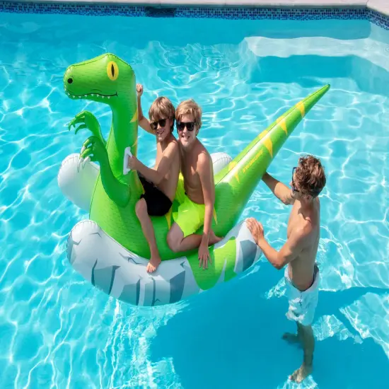 Swim Central 92" Rockin Raptor Inflatable Swimming Pool Float Green {3}