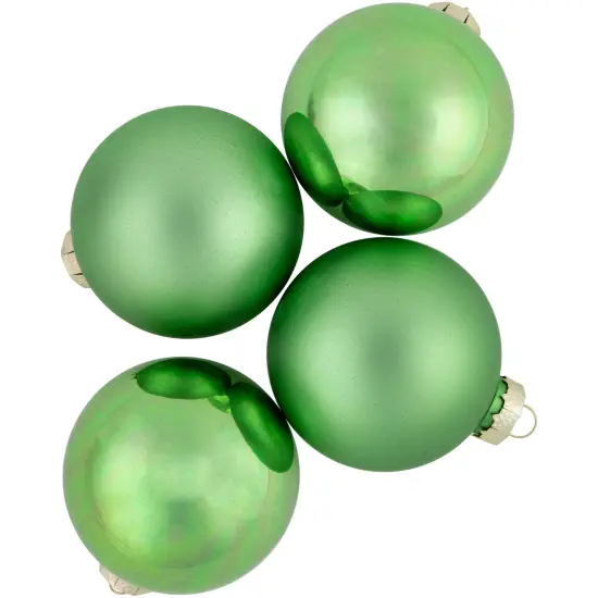 Northlight 2-Finish Glass Christmas Ball Ornaments - 2.5" (65mm) - Pistachio Green - 9ct {7}