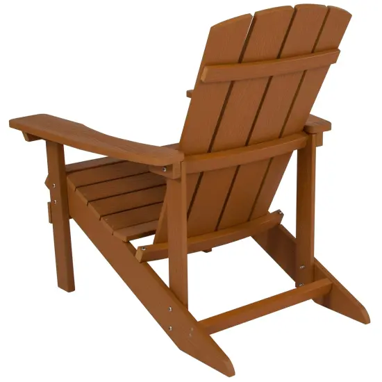 Merrick Lane Riviera Azure Adirondack Patio Chairs With Vertical Lattice Back And Weather Resistant Frame Teak {4}