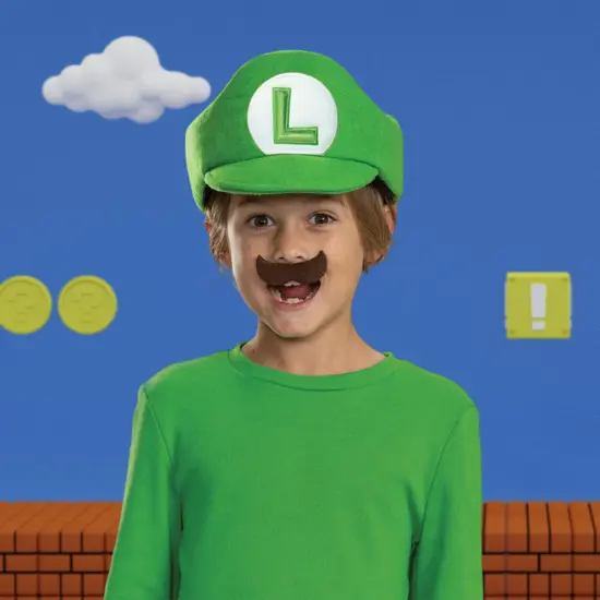 Super Mario Bros. LuigiHat and Mustache Child Costume Kit {3}