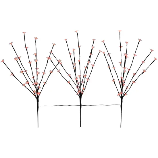 Northlight LED Lighted Cherry Blossom Artificial Tree Branches - 2.5" - Red - Set of 3 {3}