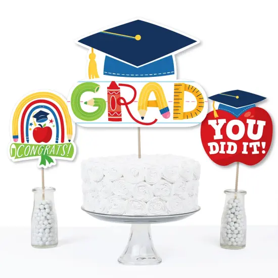 Big Dot of Happiness Elementary Grad - Kids Graduation Party Centerpiece Sticks - Table Toppers - Set of 15 {4}