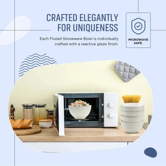 American Atelier Fluted Cereal Bowls | Set of 4 22-Ounce - White {4}