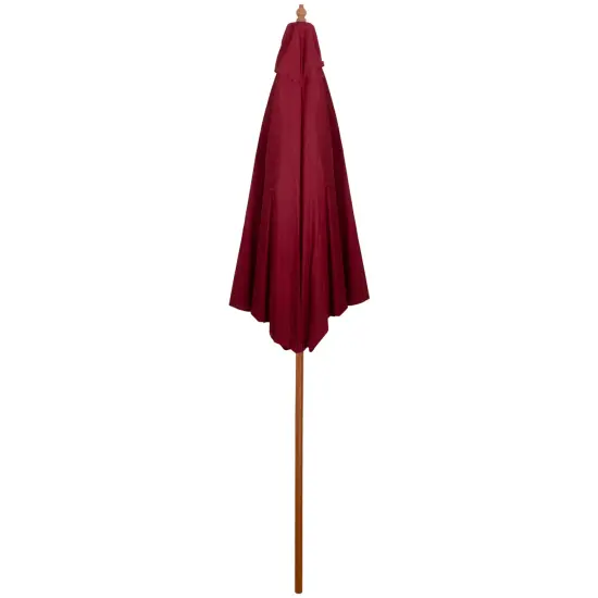 Northlight 8.5ft Outdoor Patio Market Umbrella with Wooden Pole, Burgundy Red {5}