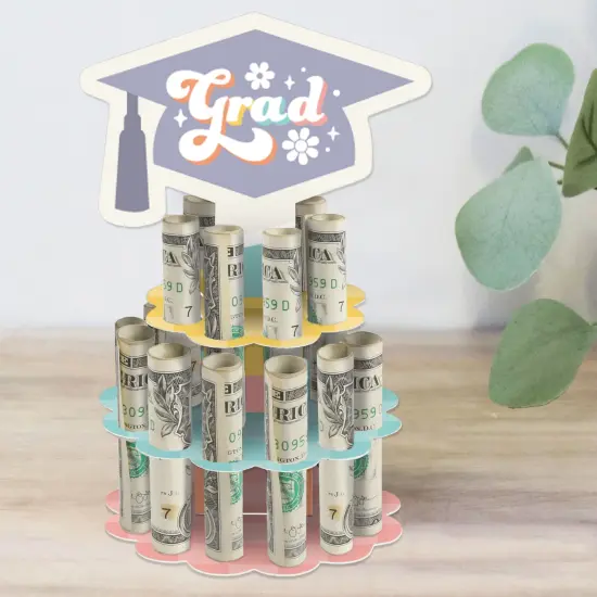 Big Dot of Happiness Groovy Grad - DIY Hippie Graduation Party Money Holder Gift - Cash Cake {1}