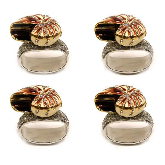 Set of 4 Rhinestone Encrusted Metal Nautilus Shell Napkin Rings {1}