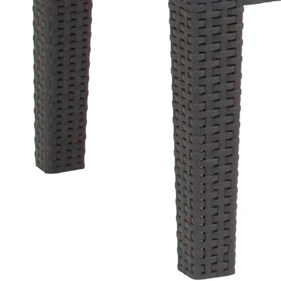 Merrick Lane Malmok Outdoor Coffee Table Faux Rattan Wicker Pattern Resin All-Weather Patio Coffee Table With Wood Plank Top Design Light Gray {10}